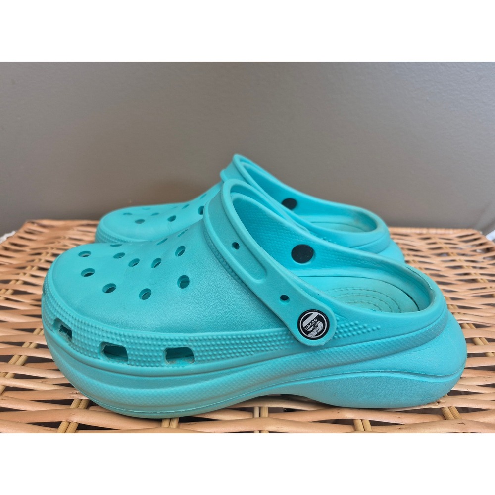 Seven Size 8 Womens Aqua Platform Clogs Turquoise Chunky Y2K Slip On Shoes
